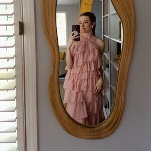 Betsy & Adam Pink Ruffled Prom Dress